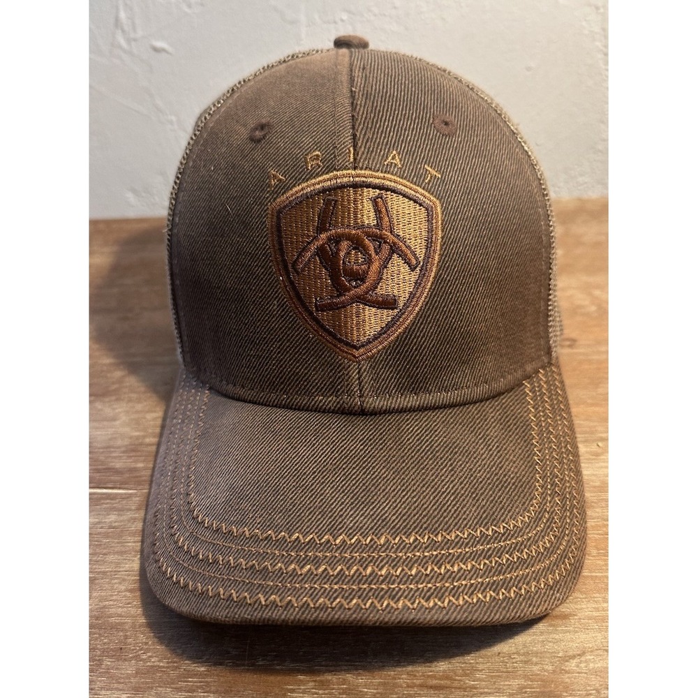 Ariat Mens Biohazard Shield Logo Mesh Back Adjustable Trucker Cap Hat Brown